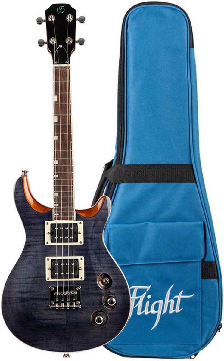 Flight Vanguard Transparent Black – Elektrische Solidbody Tenor Ukulele met 2 Humbuckers