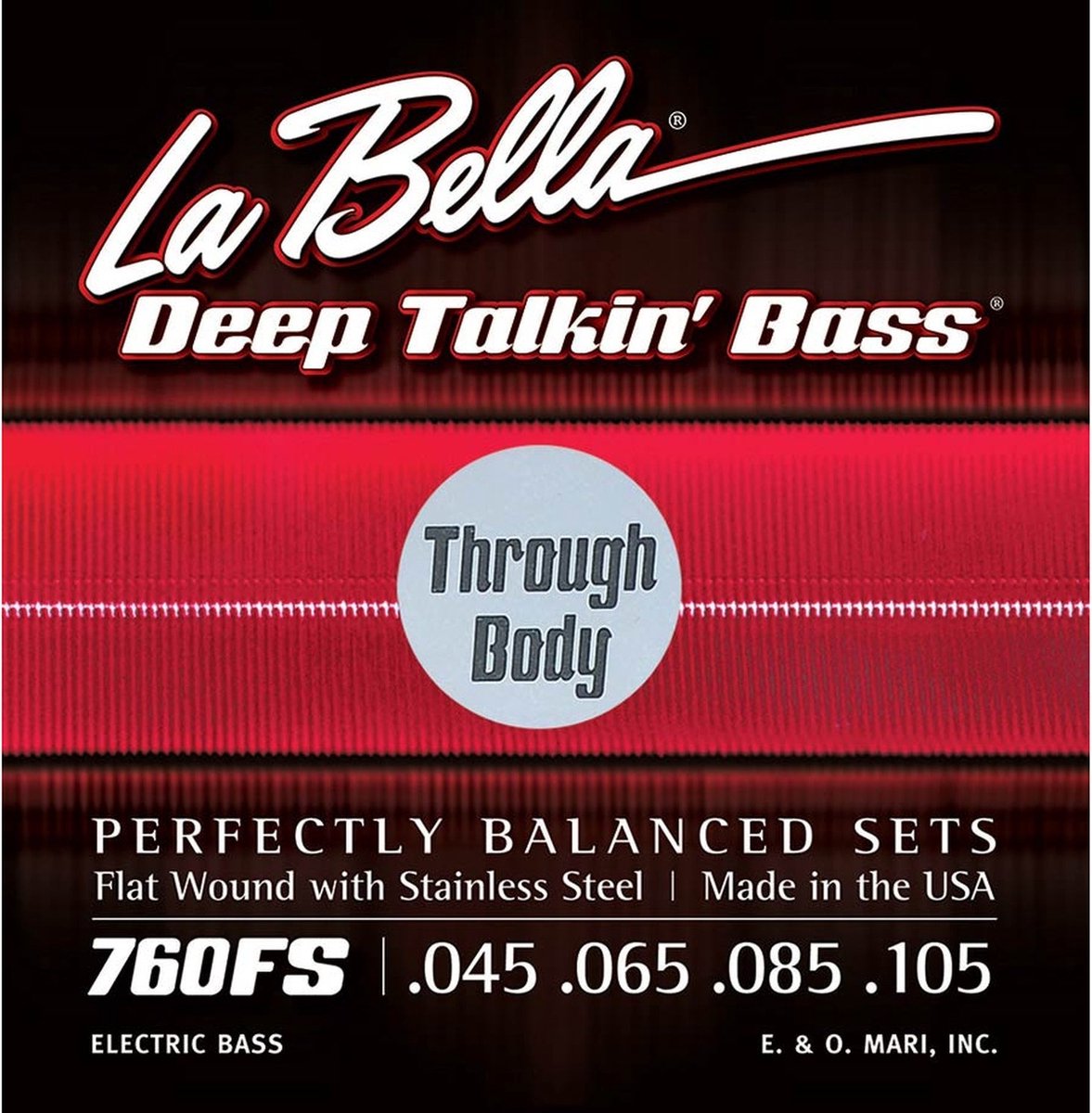 La Bella L-760FSTB Bassnaren Set Stainless Steel Flatwound Thru-Body (045-085)