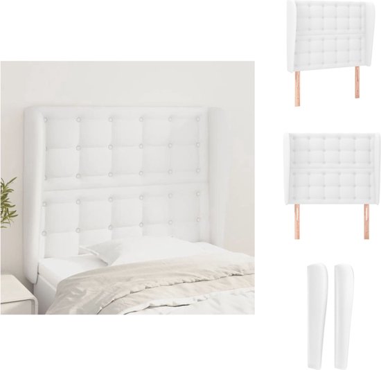 vidaXL Tête de lit avec bords Cuir artificiel Blanc 93x23x118/128 cm