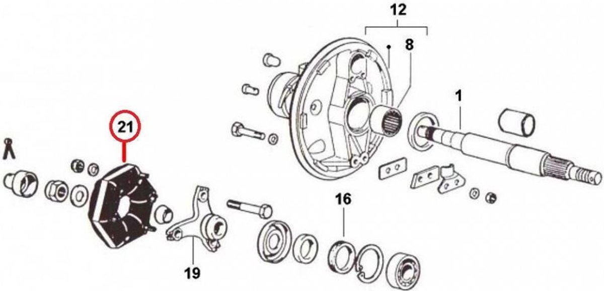 rms koppeldemper voor auto piaggio 220 ape mp p501-p601 1978-1996 113450 / 2283020001 nieuw