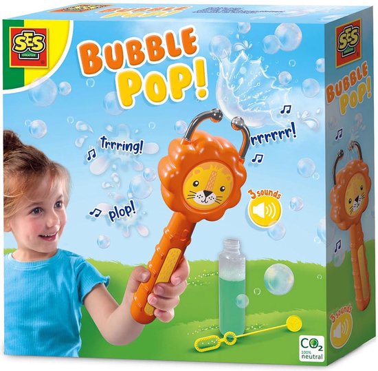 SES - Bubble pop! - Leeuw - bellenblaas vanger - inclusief bellenblaassop en stokje