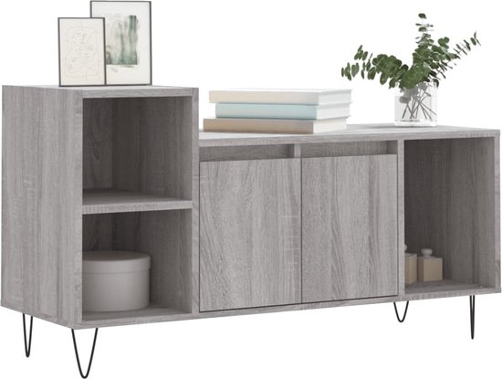 vidaXL Meuble TV - 100x35x55 cm - Chêne Sonoma Grijs Meuble TV - Meuble TV - Meuble Médias - Table basse - Meubles de salon