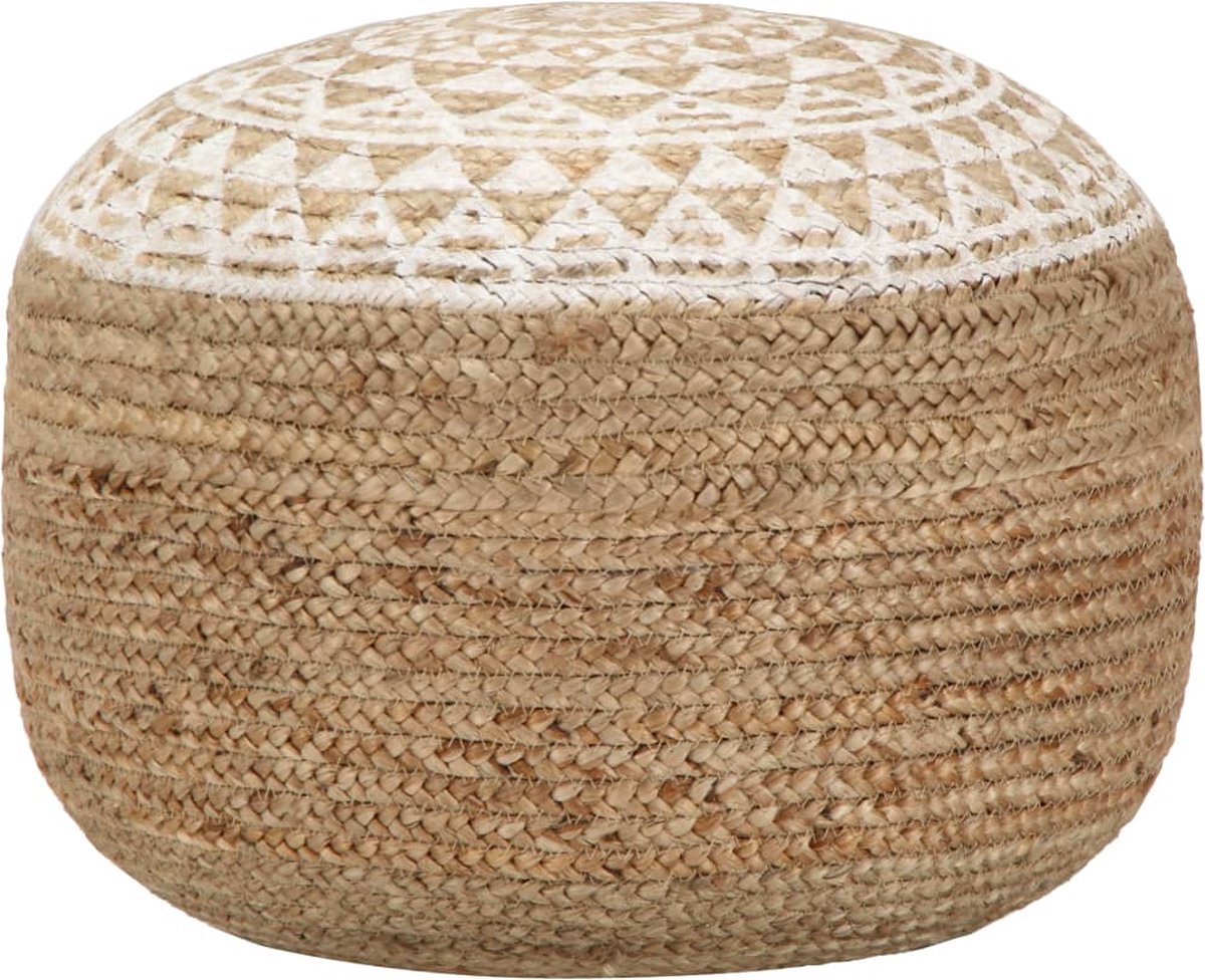 Poef handgemaakt 45x30 cm jute blauw