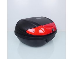 Topkoffer Biketek Top Box 52L zwart en rood met plaat voor motor scooter Nieuw