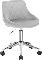 RM Store® - Fluwelen Bureaustoel - Draaistoel - Stoel Op Wielen - In Hoogte Verstelbaar - Thuiskantoor - Woonkamer - Eetkamer - Lichtgrijs - Max. 120 KG - 54 x 54 x 69.5-77 cm.