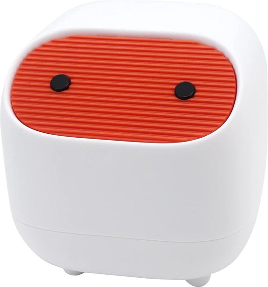 Allecto Plus - Kleine prullenbak met deksel voor kantoor, keuken en badkamer (wit) - Gemaakt van plastic - Afvalbak met perstype deksel - Geschikt voor bureau en salontafel