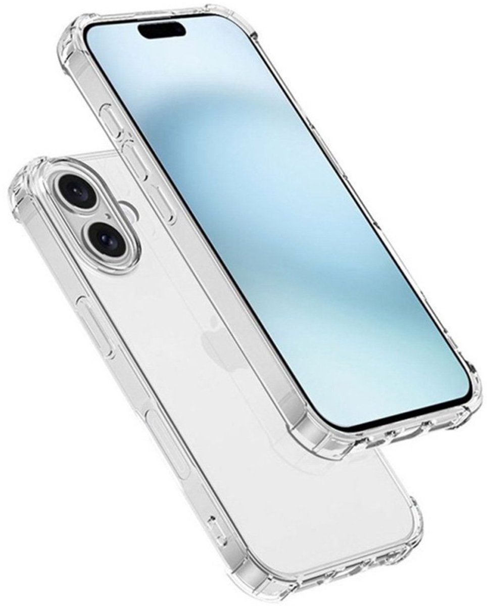 Clear Rugged Hoesje geschikt voor iPhone 16 - transparant- Transparant - Helder - Bescherming tegen krassen en stoten - Schokbestendig - Stevige hoeken