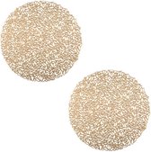 Selbro ® Luxueuze Goudkleurige Ronde Tafelmatten Set met Uniek Bladpatroon, Ideaal voor Tafeldecoratie