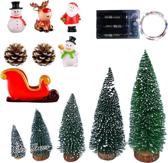 Foto: Mrs jones premium mini dennenboom kerstversiering sneeuwpop kunstmatig tafeldecoratie kerst