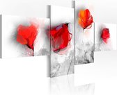 Schilderij - Sentimentele Klaprozen, 4luik