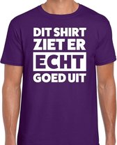 Dit shirt ziet er echt goed uit tekst t-shirt paars heren L