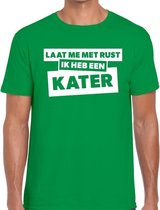 Laat me met rust ik heb een kater tekst t-shirt groen heren XL