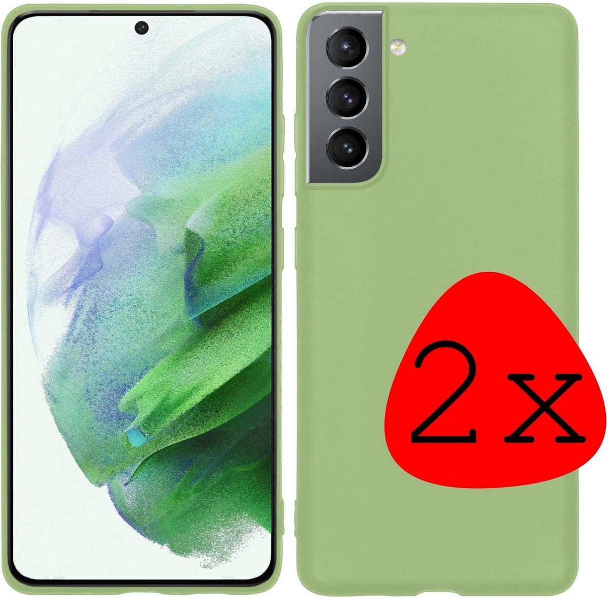 Hoesje 2 Stuks - Geschikt voor Samsung Galaxy S21 - Sterk & Shockproof - Case Siliconen - Back Cover - Telefoon Hoes - Groen