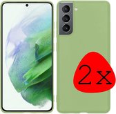 Samsung S21 Hoesje Siliconen Case Back Cover Hoes Groen - 2 Stuks