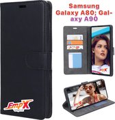 EmpX.nl Galaxy A80; Galaxy A90 Zwart Boekhoesje | Portemonnee Book Case voor Samsung Galaxy A80; Galaxy A90 Zwart | Flip Cover Hoesje | Met Multi Stand Functie | Kaarthouder Card Case Galaxy 