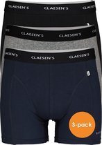 Claesen's Basics boxers (3-pack) - heren boxers lang - zwart - grijs en blauw - Maat: L