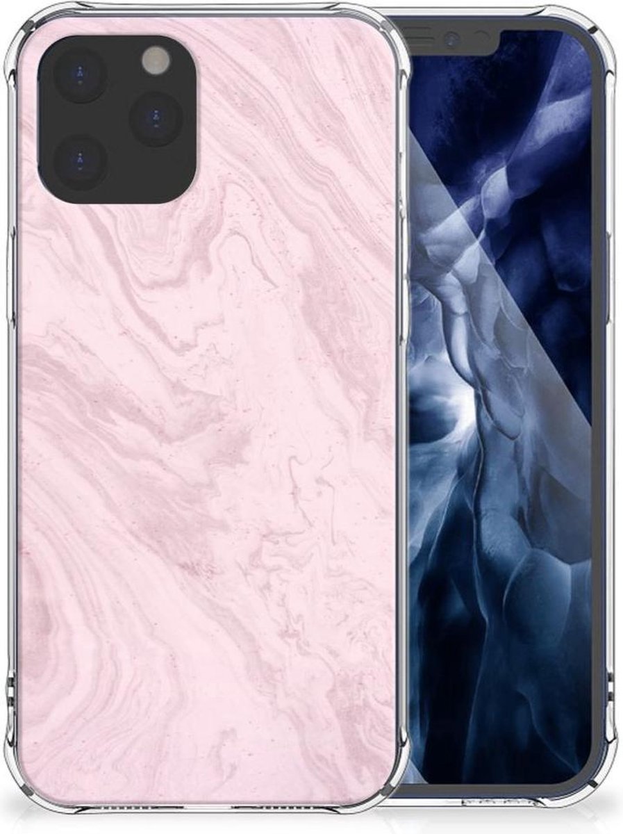 iPhone 12 Pro Max Anti-Shock Hoesje Marble Pink - Origineel Cadeau Vriendin