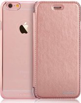 iPhone 6 / 6S 4,7 inch Folio Flip PU Leather cover met hard transparant back cover Rose Goud