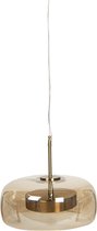 Clayre & Eef Hanglamp Inclusief Lichtbron Ø 33*16/160 cm LED Goudkleurig Metaal, Glas Hanglamp Hanglamp Eetkamer Hanglamp Modern