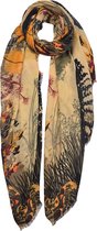 Melady Sjaal Dames Print 90x180 cm Geel Synthetisch Bloemen Shawl Dames Cadeau voor haar