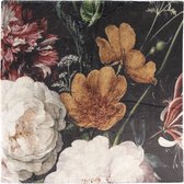 Clayre & Eef Plaid 130x170 cm Zwart Groen Polyester Rechthoek Bloemen Deken Kleed Dekentje