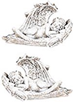 Clayre & Eef Decoratie Beeld Engel 14*7*9 cm Grijs Kunststof Decoratief Figuur Decoratieve Accessoires Woonaccessoires