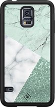 Samsung S5 hoesje - Minty marmer collage | Samsung Galaxy S5 case | Hardcase backcover zwart