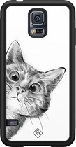 Samsung S5 hoesje - Peekaboo kat | Samsung Galaxy S5 case | Hardcase backcover zwart
