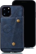 Leren hardcase met kaarthouder iPhone 12 / iPhone 12 Pro - blauw