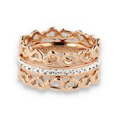 My Bendel - Rosegouden harten ringenset - Zirkonia ringenset met hartenring in rose goud - Met luxe cadeauverpakking