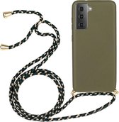 Lunso - Backcover hoes met koord - Geschikt voor Samsung Galaxy S21 Plus / S21+ - Army Groen