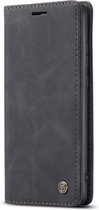 CaseMe Bookcase hoesje geschikt voor Samsung Galaxy S21 Ultra - Effen Zwart - Kunstleer