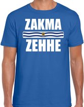 Zakma zehhe met vlag Zeeland t-shirt blauw heren - Zeeuws dialect cadeau shirt M