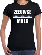 Zeeuwse moer met vlag Zeeland t-shirt zwart dames - Zeeuws dialect moederdag cadeau shirt 2XL