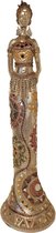 Afrikaanse beeldje vrouw zilver 'Beleefd' - Zilver Afrikaanse beelden  - Met Patronen - 42 cm