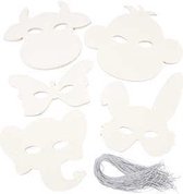 Dierenmaskers, h: 13-24 cm, b: 20-28 cm, wit, 100stuks, 230 gr