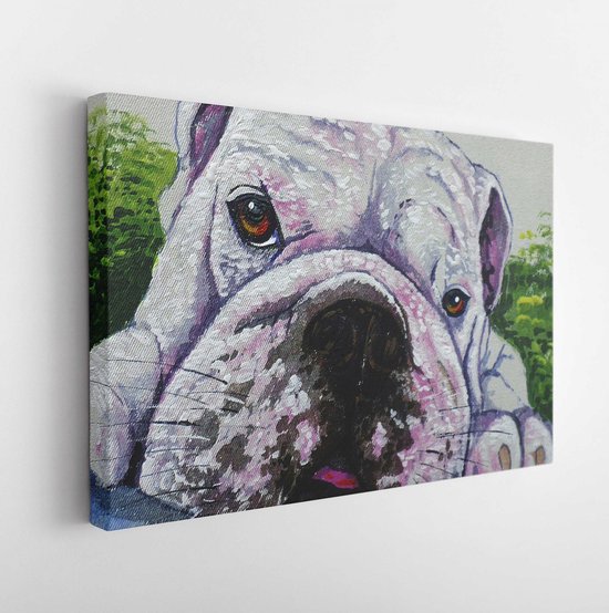 Art painting Oil color Cute Bulldog from Thailand  - Modern Art Canvas - Horizontal - 1626764803 - 80*60 Horizontal