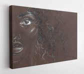 Onlinecanvas - Schilderij - African American Woman. Beauty Fashion Illustration. Watercolor Painting Art Horizontal Horizontal - Multicolor - 30 X 40 Cm