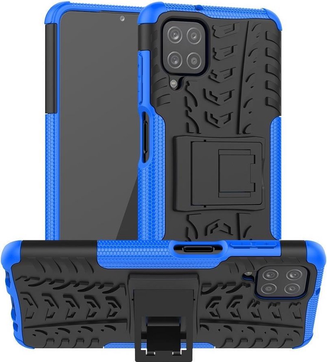 Coverup Rugged Kickstand Back Cover - Geschikt voor Samsung Galaxy A12 Hoesje - Blauw