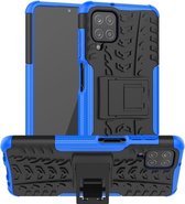 Rugged Kickstand Back Cover - Samsung Galaxy A12 Hoesje - Blauw