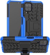 Coque Samsung Galaxy A12 Rugged Kickstand - Blauw