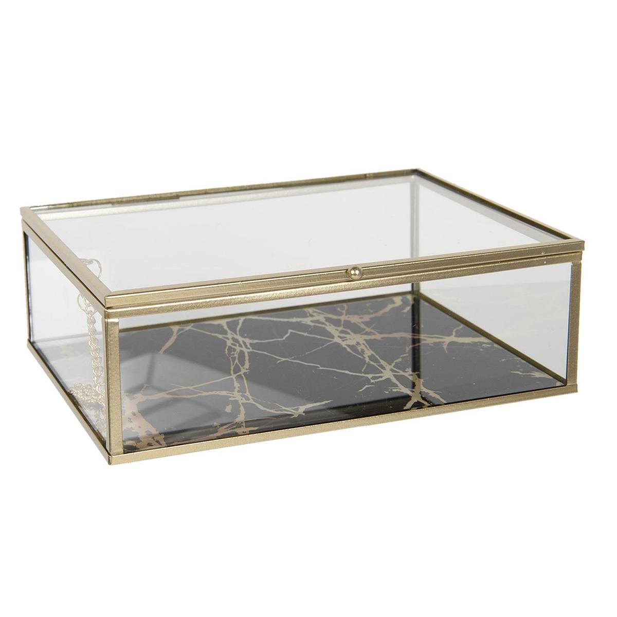 Clayre & Eef Sieradendoos 20x16x6 cm Glas Rechthoek Juwelendoos Sieraden box Sieradenkist