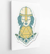 Onlinecanvas - Schilderij - Sticker A Human Fighter With Natural Dice Roll Art Vertical Vertical - Multicolor - 50 X 40 Cm