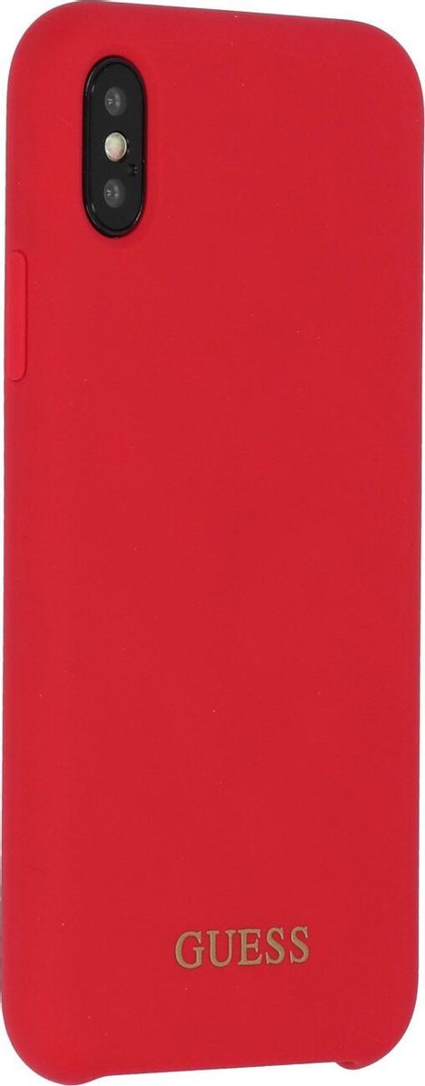 Rood hoesje van Guess - Backcover - Soft Touch - iPhone X-Xs - Siliconen rand