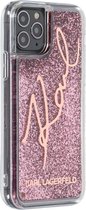 Rose Gold hoesje van Karl Lagerfeld - Backcover - Glitter - iPhone 11 Pro - Signature - KLHCN58TRKSRG