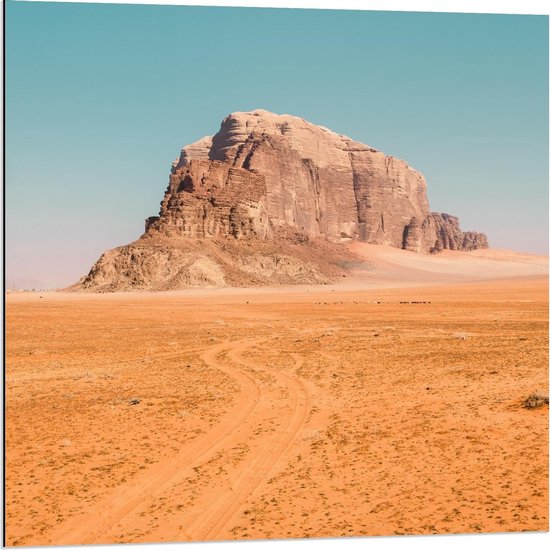 Dibond - Beschermd Gebied Wadi Rum - Jordanië - 80x80cm Foto op Aluminium (Met Ophangsysteem)