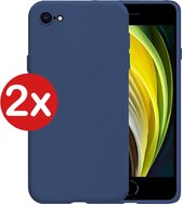 Hoesje Geschikt voor iPhone SE 2020 Hoesje Siliconen Case Hoes - Hoes Geschikt voor iPhone SE (2020) Hoes Cover Case - Donkerblauw - 2 PACK