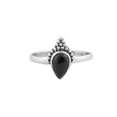 Jewelryz Tanith | Ring 925 zilver met zwarte onyx edelsteen  | Maat 18