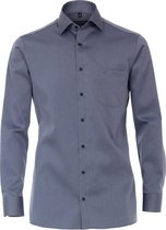 CASA MODA comfort fit overhemd - blauw twill - Strijkvrij - Boordmaat: 43