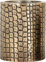 Kandelaar rond goud krokodillenprint metaal medium (r-000SP39637)